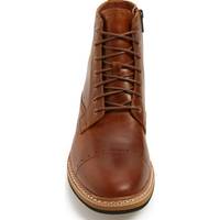 Handmade Men Lace Up Style Boot, Men Brown Ankle Leather Boot, Cap Toe Boot - Thumbnail 1