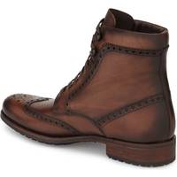 Handmade Men Wing Tip Brogue Lace Up Boot, Men Brown Ankle Leather Boot - Thumbnail 1