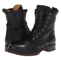 Handmade Men Black Combat Boots, Men Military Boot, Mens Lace Up Boots - Thumbnail 1