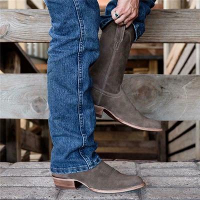 Handmade Mens Brown color Suede Western Cowboy boots, Men water proof Cowboy boot