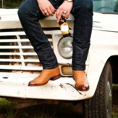 Handmade mens tan color leather cowboy boots, western style cowboy boot