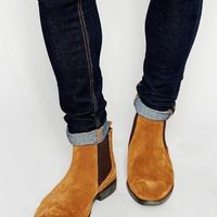 Handmade Men Tan color suede Chelsea boots, Men suede ankle high casual boots - Thumbnail 1