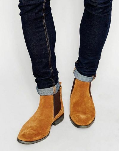Handmade Men Tan color suede Chelsea boots, Men suede ankle high casual boots