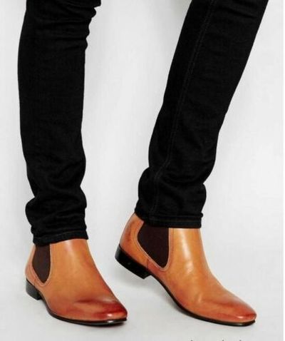 Handmade Men Tan color Leather Chelsea Boots, Me