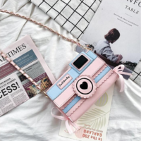 Dreamy Pastel Aesthetic Small Camera Purse with long chain - Thumbnail 3