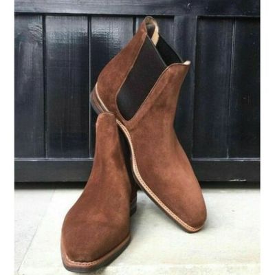 Men's square toe suede chelsea boots, men dress ankle boots, formal boots mens