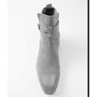 Handmade Jodhpurs Ankle Boot, Men Gray Suede Leather Boot, formal strap boots - Thumbnail 4