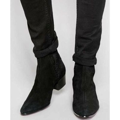 Men black suede chelsea boots, ankle boots, chelsea boots men, men dress boots - Thumbnail 4