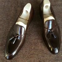 Handmade men fashion Tassels moccasins shoes, Men brown formal shoes dress shoes - Thumbnail 4