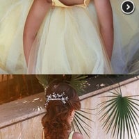 V Neck Yellow Flower Girl Dresses - Thumbnail 4