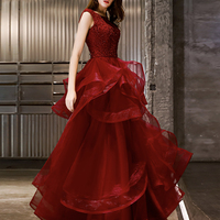 Gray tulle lace prom gown evening dress - Thumbnail 4