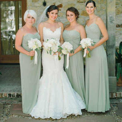 Sweetheart chiffon sage bridesmaid dresses for wedding party - Thumbnail 4