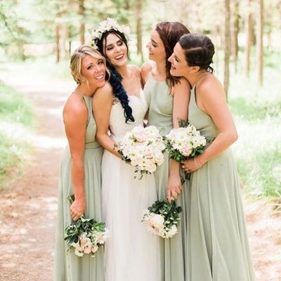 Hater light sage chiffon bridesmaid dresses under 100 - Thumbnail 3