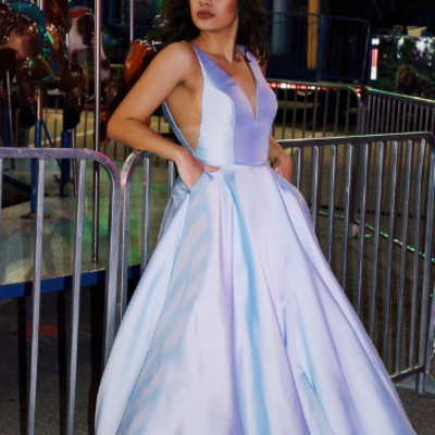  fashion sexy a line satin long prom dress,formal dress - Thumbnail 4