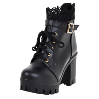 Kawaii Ankle Boots with Beautiful Lace Detail - Thumbnail 1