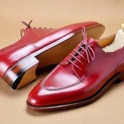 Handmade men’s leather lace up shoes, men burgundy split toe dress formal shoes