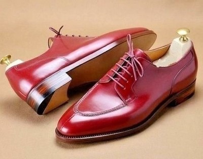 Handmade Men’s Leather Lace Up Shoes, Men Burgundy Split Toe Dress Formal Shoes