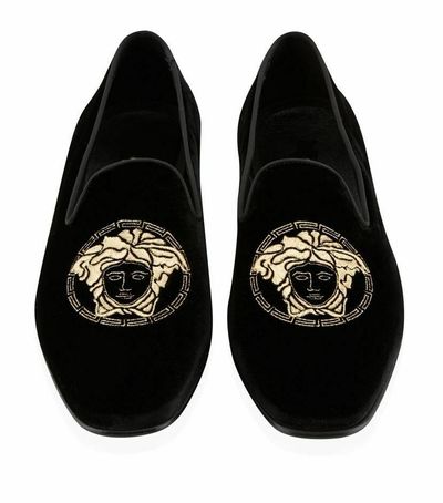 Mens Handmade Shoes Velvet Embroidered Loafer Formal Casual Party Slipper Loafer