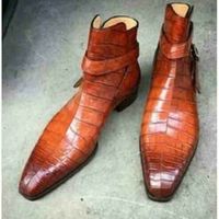 Handmade Men Alligator Skin Jodhpurs Boot Crocodile Texture Casual Boot mens - Thumbnail 1