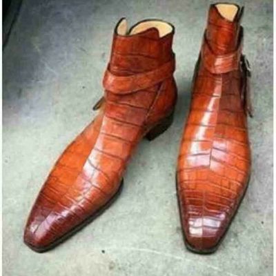 Handmade men alligator skin jodhpurs boot crocodile texture casual boot mens - Thumbnail 4