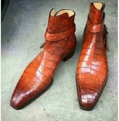 Handmade Men Alligator Skin Jodhpurs Boot Crocodile Texture Casual Boot mens