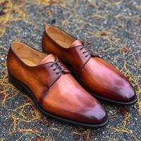Handmade Men Two Tone Wingtip Cap Toe Boots Leather Boot, men ankle shoes - Thumbnail 1