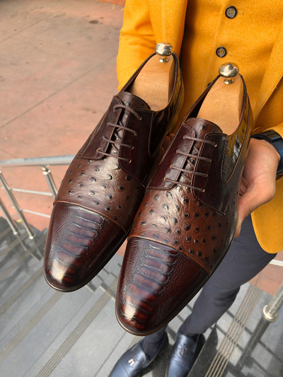 New Handmade Men’s Brown Lace up Calf-Skin Leather Oxford Shoes