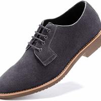 New Handmade Men’s Suede Grey Dress Casual Lace up Oxford Shoes - Thumbnail 1