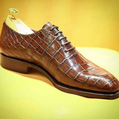 Crocodile handmade men’s leather shoes best leather formal shoes