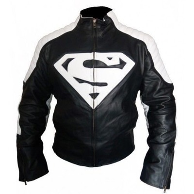 New customized men's handmade black super man style biker leather jacket - Thumbnail 4