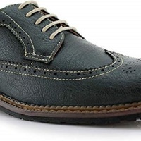 New Handmade Men’s Casual Two Tone Green Classic Brogue Wingtip Dress Shoes - Thumbnail 4