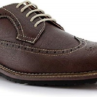 New Handmade Men’s Casual Two Tone Dark Brown Classic Brogue Wingtip Dress Shoes - Thumbnail 1