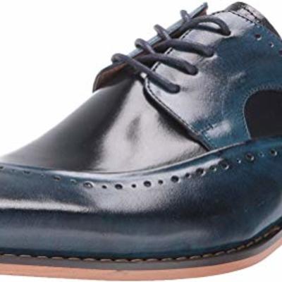 New handmade men’s cobalt & navy buffalo leather lace-up dress oxford shoes