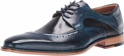 New Handmade Men’s Cobalt & Navy Buffalo Leather Lace-Up Dress Oxford Shoes