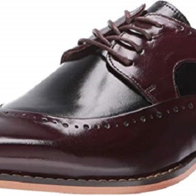 New handmade men’s burgundy & black buffalo leather lace-up dress oxford shoes