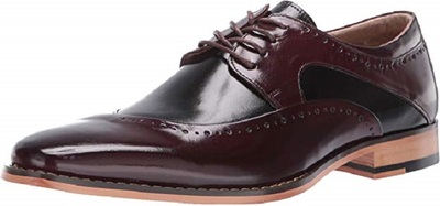 New Handmade Men’s Burgundy & Black Buffalo Leather Lace-Up Dress Oxford Shoes