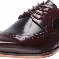 New Handmade Men’s Burgundy & Black Buffalo Leather Lace-Up Dress Oxford Shoes - Thumbnail 4
