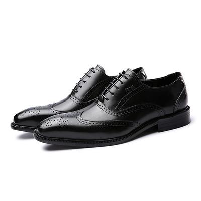 Handmade classic style cow leather elegant brogue shoes