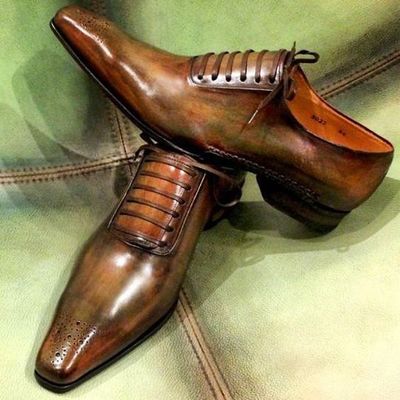 Handmade leather lace up dress shoes for men unique design