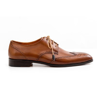 Handmade Men’s Shoes Tobacco Brown Calf-Skin Leather Derby Oxfords Shoes - Thumbnail 2