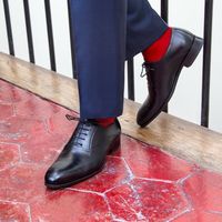 Black Handmade Derby Oxford Shoes for men custom made Dress shoes for men - Thumbnail 1