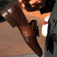 Handmade Men Brown Calf-Skin Leather Tassel Loafer Shoes - Thumbnail 2