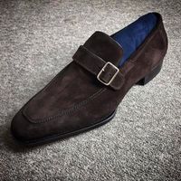 Handmade Men brown Suede monk shoes, Men formal shoes, Men dress shoes - Thumbnail 4