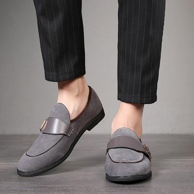 New handmade men grey suede loafers shoes