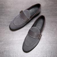 NEW HANDMADE MEN GREY SUEDE LOAFERS SHOES - Thumbnail 2