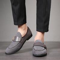 NEW HANDMADE MEN GREY SUEDE LOAFERS SHOES - Thumbnail 4