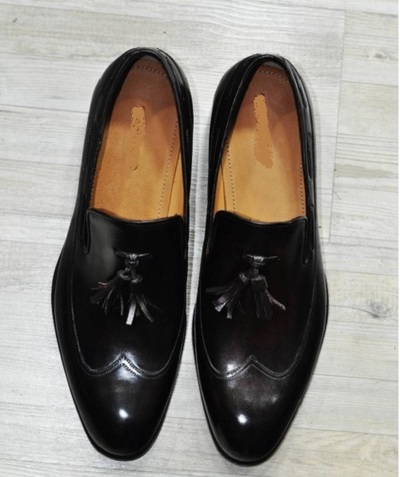NEW HANDMADE MENS ITALIAN LEATHER TASSEL BLACK LUXURY LOAFERS SHOE