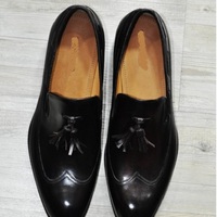 NEW HANDMADE MENS ITALIAN LEATHER TASSEL BLACK LUXURY LOAFERS SHOE - Thumbnail 4