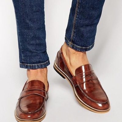 Handmade men brown moccasin shoes, men loafers