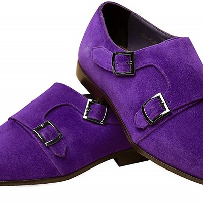 New handmade men neo suede double monk strap black shoes